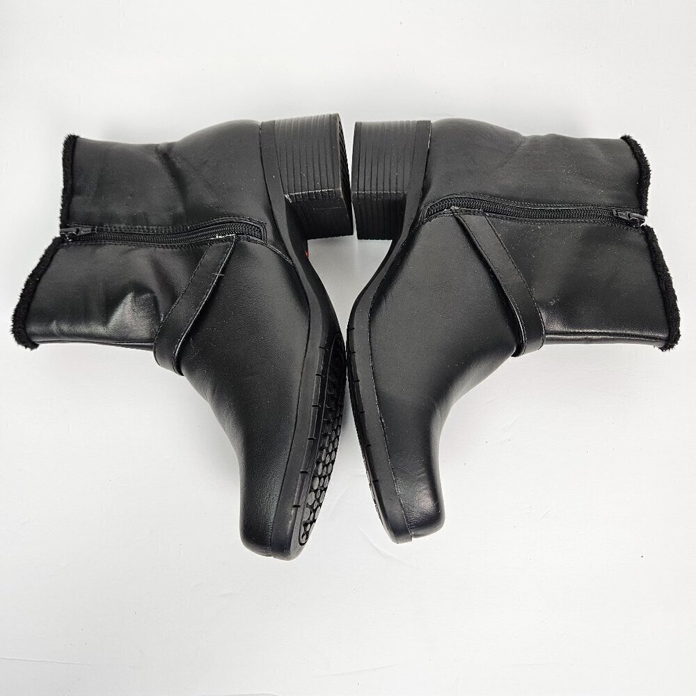 Khombu Madison Black Faux Leather/Fur Lined Winter Heel Boot 9.5 - Picture 4 of 10